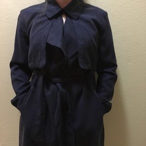 Banana Republic Dark Blue Trench Coat Size M
